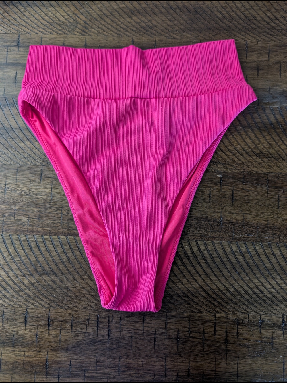 aerie Ribbed High-Waist Bikini Bottom - Hot Pink